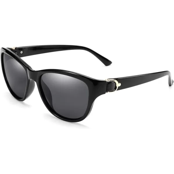 FEISEDY Women Vintage Polarized Sunglasses Lady Elegant Cateye Sun Glasses B2476Black