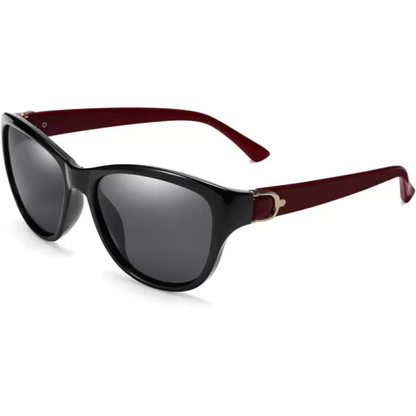 FEISEDY Women Vintage Polarized Sunglasses Lady Elegant Cateye Sun Glasses B2476Blacktea