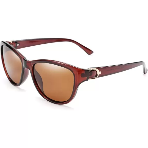 FEISEDY Women Vintage Polarized Sunglasses Lady Elegant Cateye Sun Glasses B2476Brown