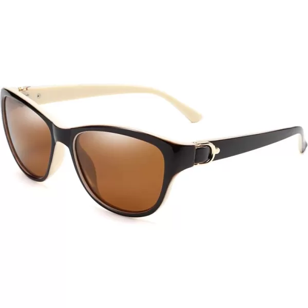 FEISEDY Women Vintage Polarized Sunglasses Lady Elegant Cateye Sun Glasses B2476Darkivory
