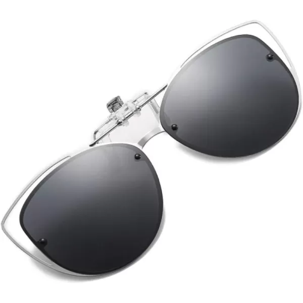 FEISEDY Womens Polarized Cat Eye Clip on Sunglasses with Flip up Function for Glasses B2670Black