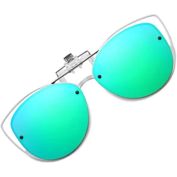 FEISEDY Womens Polarized Cat Eye Clip on Sunglasses with Flip up Function for Glasses B2670Bluegreen