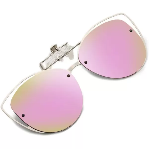 FEISEDY Womens Polarized Cat Eye Clip on Sunglasses with Flip up Function for Glasses B2670Gradient Pink