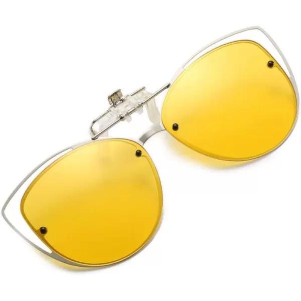 FEISEDY Womens Polarized Cat Eye Clip on Sunglasses with Flip up Function for Glasses B2670Yellow
