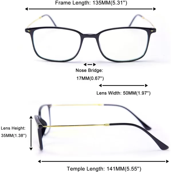 FEISEDY Blue Light Blocking Computer Reading Glasses Lightweight Frame Anti Eyestrain for Men Women B2681Black
