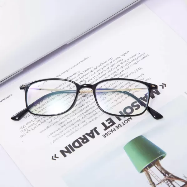 FEISEDY Blue Light Blocking Computer Reading Glasses Lightweight Frame Anti Eyestrain for Men Women B2681Black