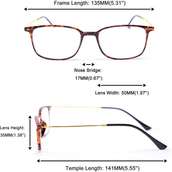 FEISEDY Blue Light Blocking Computer Reading Glasses Lightweight Frame Anti Eyestrain for Men Women B2681Leopard