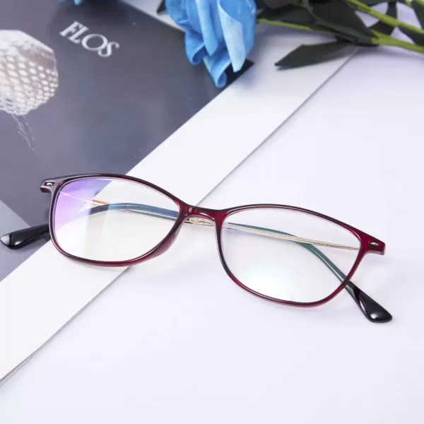 FEISEDY Blue Light Blocking Computer Reading Glasses Lightweight Frame Anti Eyestrain for Men Women B2681Red
