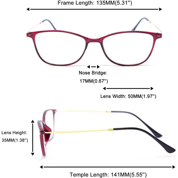 FEISEDY Blue Light Blocking Computer Reading Glasses Lightweight Frame Anti Eyestrain for Men Women B2681Red