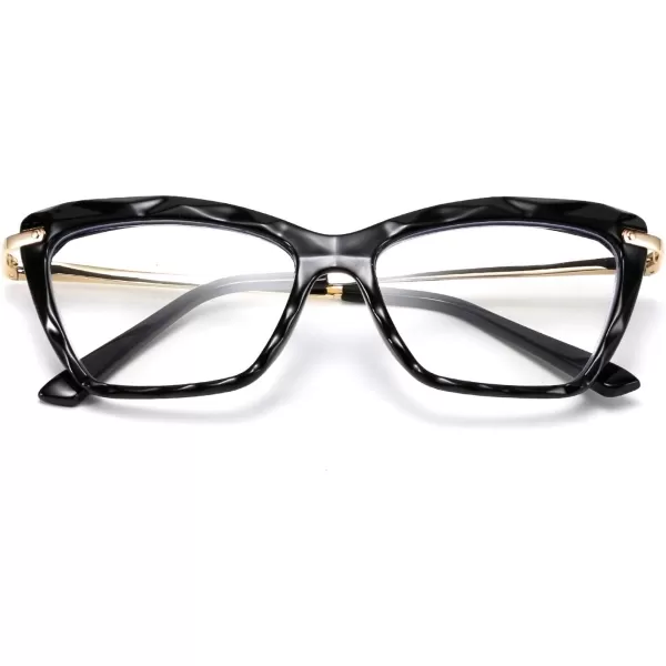 FEISEDY Crystal Cat Eye Reading Glasses Blue Light Blocking Reader Anti Eyestrain Glasses B2596 Champagne 200xBlack