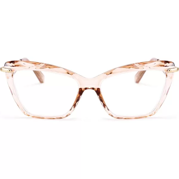 FEISEDY Crystal Cat Eye Reading Glasses Blue Light Blocking Reader Anti Eyestrain Glasses B2596 Champagne 200xChampagne