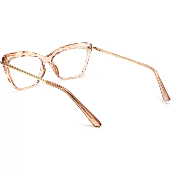 FEISEDY Crystal Cat Eye Reading Glasses Blue Light Blocking Reader Anti Eyestrain Glasses B2596 Champagne 200xChampagne
