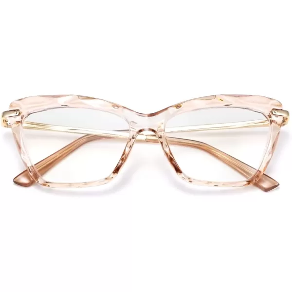 FEISEDY Crystal Cat Eye Reading Glasses Blue Light Blocking Reader Anti Eyestrain Glasses B2596 Champagne 200xChampagne