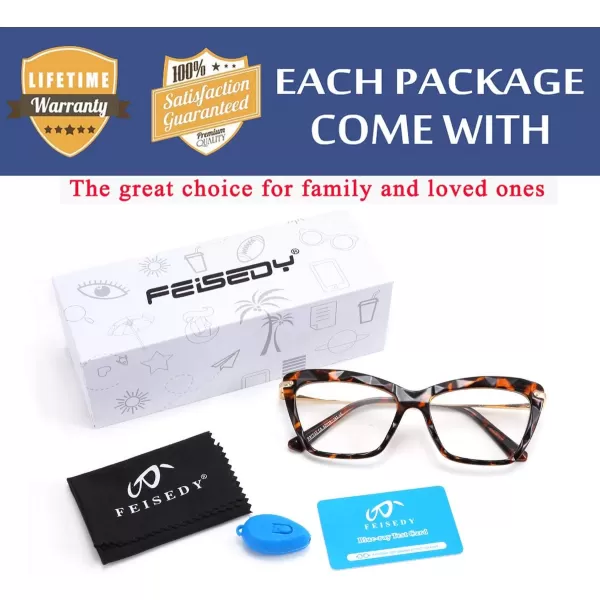 FEISEDY Crystal Cat Eye Reading Glasses Blue Light Blocking Reader Anti Eyestrain Glasses B2596 Champagne 200xLeopard