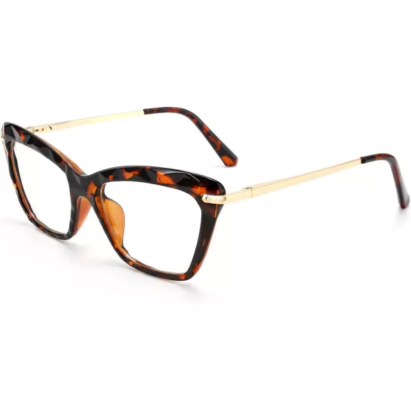 FEISEDY Crystal Cat Eye Reading Glasses Blue Light Blocking Reader Anti Eyestrain Glasses B2596 Champagne 200xLeopard