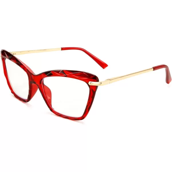FEISEDY Crystal Cat Eye Reading Glasses Blue Light Blocking Reader Anti Eyestrain Glasses B2596 Champagne 200xWine