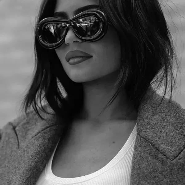 FEISEDY Inflated Oval Sunglasses for Women Men Fashion Oversized Thick Frame Y2K Glasses Funny Aesthetic Shades B9088Black
