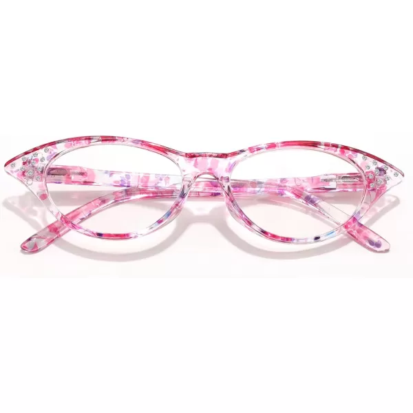 FEISEDY Lightweight Cat Eye Reading Glasses for Women Retro Small Anti Glare Readers B0042Purple Stripe