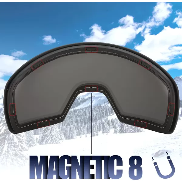 FEISEDY Magnetic Ski Goggles for Men Women Youth Frameless Snow Goggles 100 UV Protection Snowboard Goggles B0020Grey Lens 17