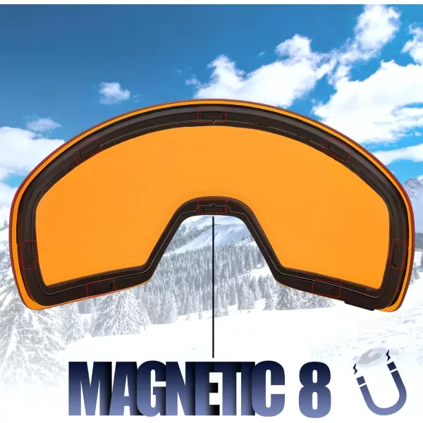 FEISEDY Magnetic Ski Goggles for Men Women Youth Frameless Snow Goggles 100 UV Protection Snowboard Goggles B0020Orange Lens Vit 50