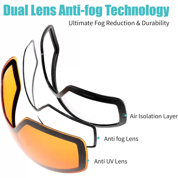 FEISEDY Magnetic Ski Goggles for Men Women Youth Frameless Snow Goggles 100 UV Protection Snowboard Goggles B0020Orange Lens Vit 50