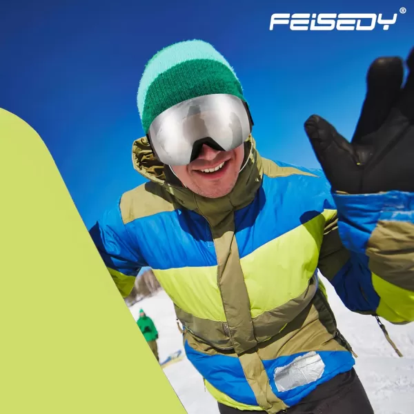 FEISEDY Magnetic Ski Goggles for Men Women Youth Frameless Snow Goggles 100 UV Protection Snowboard Goggles B0020Revoblack Vlt 13