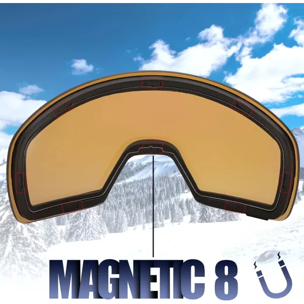 FEISEDY Magnetic Ski Goggles for Men Women Youth Frameless Snow Goggles 100 UV Protection Snowboard Goggles B0020Revogreen Mirrored Lens Vit 15