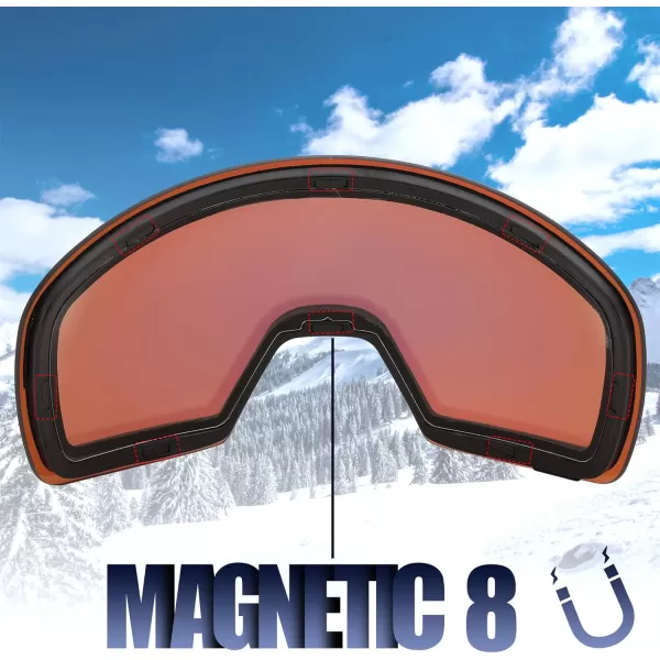 FEISEDY Magnetic Ski Goggles for Men Women Youth Frameless Snow Goggles 100 UV Protection Snowboard Goggles B0020Revoyellow Lens Vit 16