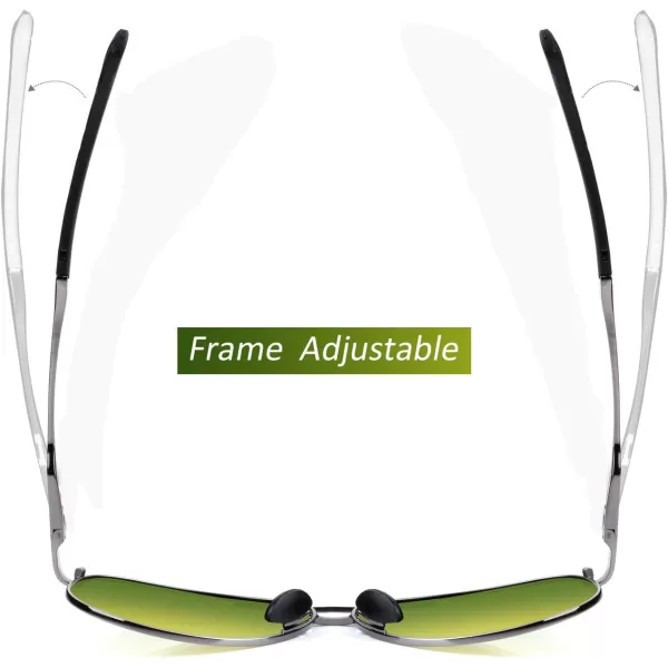 FEISEDY Night Driving Glasses Night Vision Aviator Anti Glare Eyewear for Men Women B2294GunmetalDaynight