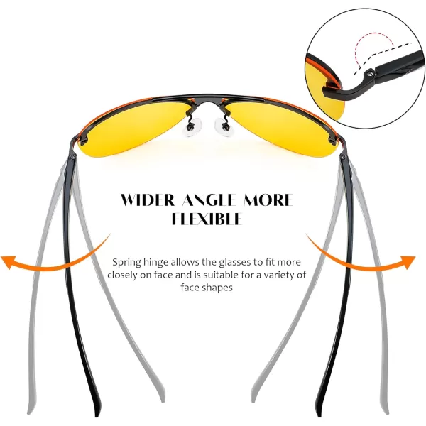FEISEDY Night Driving Glasses Night Vision Aviator Anti Glare Eyewear for Men Women B2294Rimlessyellow