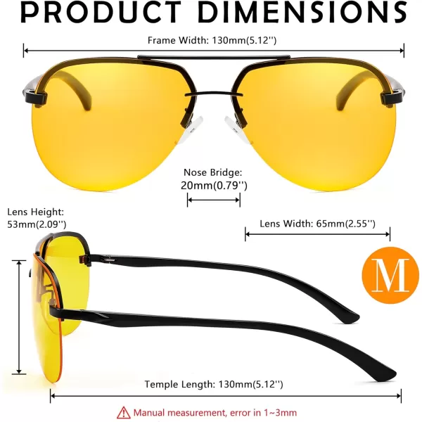 FEISEDY Night Driving Glasses Night Vision Aviator Anti Glare Eyewear for Men Women B2294Rimlessyellow