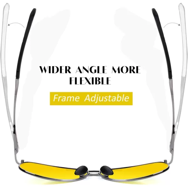 FEISEDY Night Driving Glasses Night Vision Aviator Anti Glare Eyewear for Men Women B2294Yellow