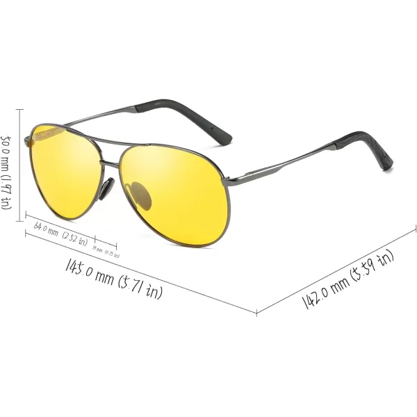 FEISEDY Night Driving Glasses Night Vision Aviator Anti Glare Eyewear for Men Women B2294Yellow