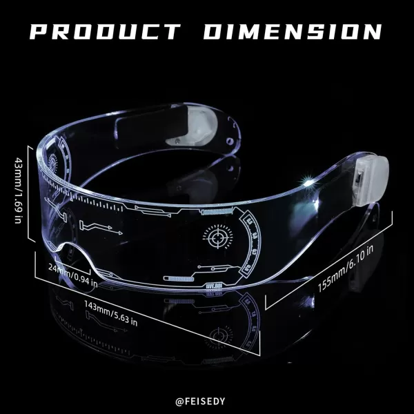 FEISEDY Punk LED Light Up Visor Glasses Cool Futuristic Style Party LED Neon Glasses Cosplay Halloween Shield B2787Bilateral Control Colorful
