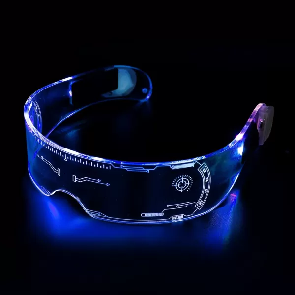 FEISEDY Punk LED Light Up Visor Glasses Cool Futuristic Style Party LED Neon Glasses Cosplay Halloween Shield B2787Bilateral Control Colorful