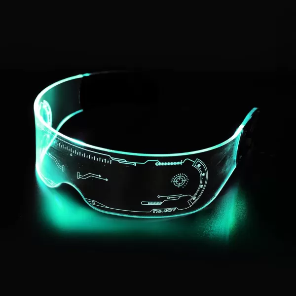 FEISEDY Punk LED Light Up Visor Glasses Cool Futuristic Style Party LED Neon Glasses Cosplay Halloween Shield B2787Upgraded Bilateral Control of Discoloration