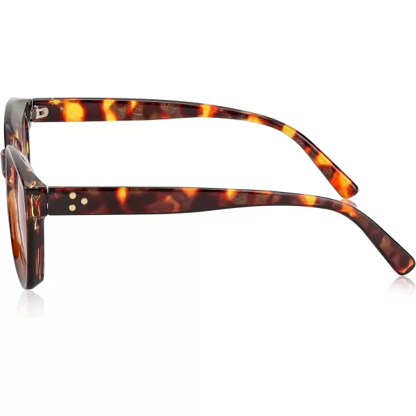 FEISEDY Reader Sunglasses for Women Men Square Tinted Reading Glasses B2895Leopard Frame  Gradual Tea Lens
