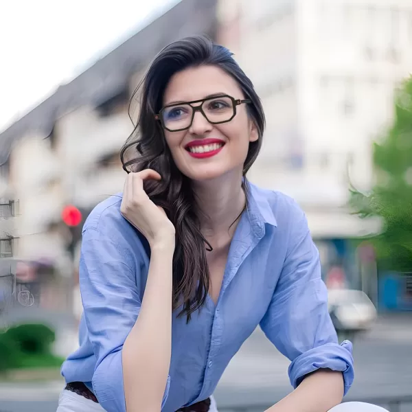 FEISEDY Reading Glasses Vintage Square Blue Light Blocking Glasses Women Men 70s Flat Aviator Glasses B0090Black