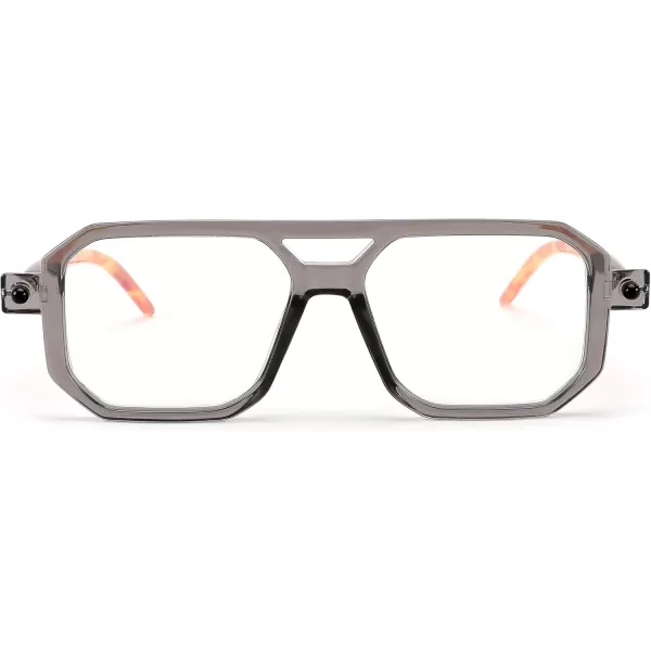 FEISEDY Reading Glasses Vintage Square Blue Light Blocking Glasses Women Men 70s Flat Aviator Glasses B0090Grey