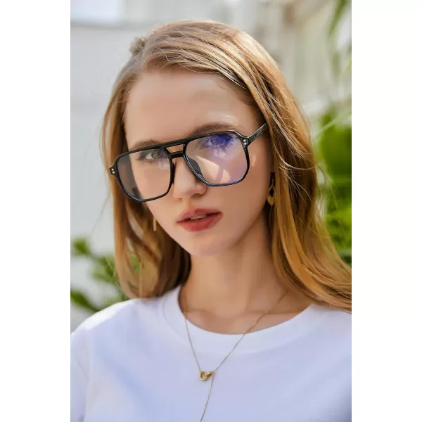FEISEDY Retro Aviator Reading Glasses Women Men Blue Light Blocking Reader Plastic Lightweight Frame B0071Black Frame