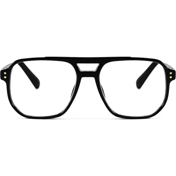FEISEDY Retro Aviator Reading Glasses Women Men Blue Light Blocking Reader Plastic Lightweight Frame B0071Black Frame