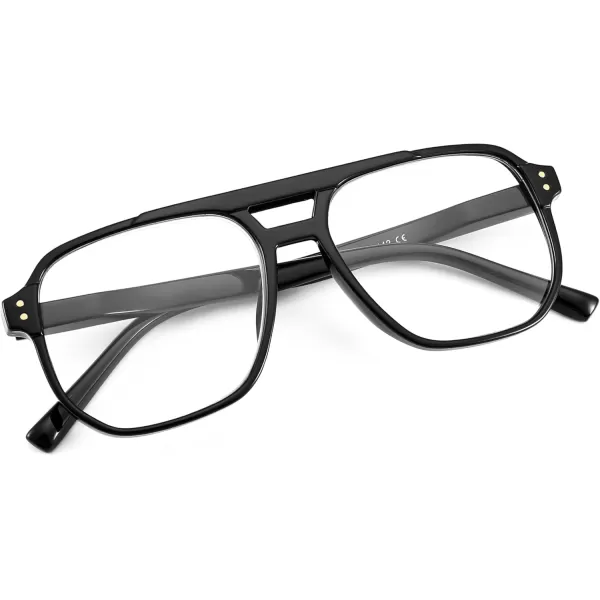 FEISEDY Retro Aviator Reading Glasses Women Men Blue Light Blocking Reader Plastic Lightweight Frame B0071Black Frame