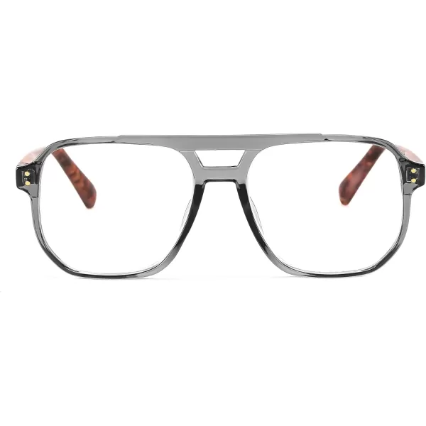 FEISEDY Retro Aviator Reading Glasses Women Men Blue Light Blocking Reader Plastic Lightweight Frame B0071Transparent Grey Frame