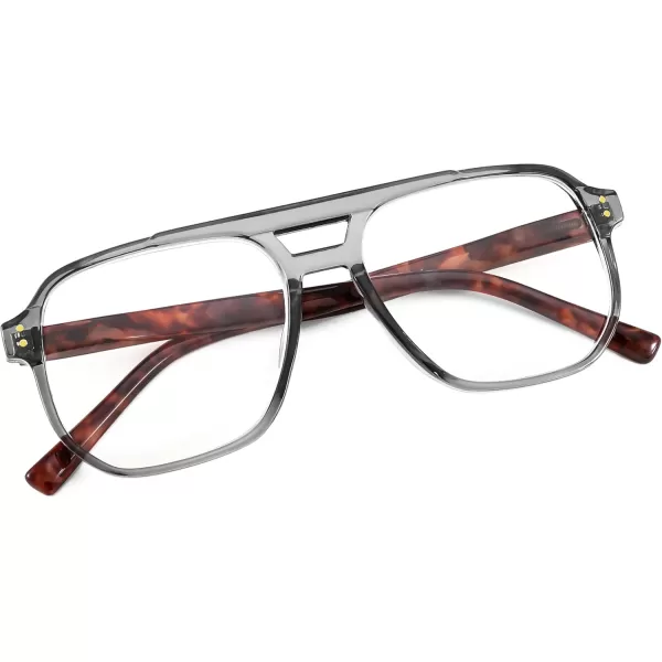 FEISEDY Retro Aviator Reading Glasses Women Men Blue Light Blocking Reader Plastic Lightweight Frame B0071Transparent Grey Frame