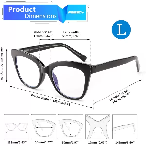 FEISEDY Retro Square Reading Glasses Anti Glare Digital Blue Light Blocking Eyestrain for Women Reader B0058Black