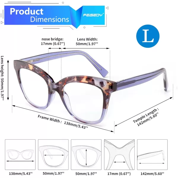 FEISEDY Retro Square Reading Glasses Anti Glare Digital Blue Light Blocking Eyestrain for Women Reader B0058Blue Leopard