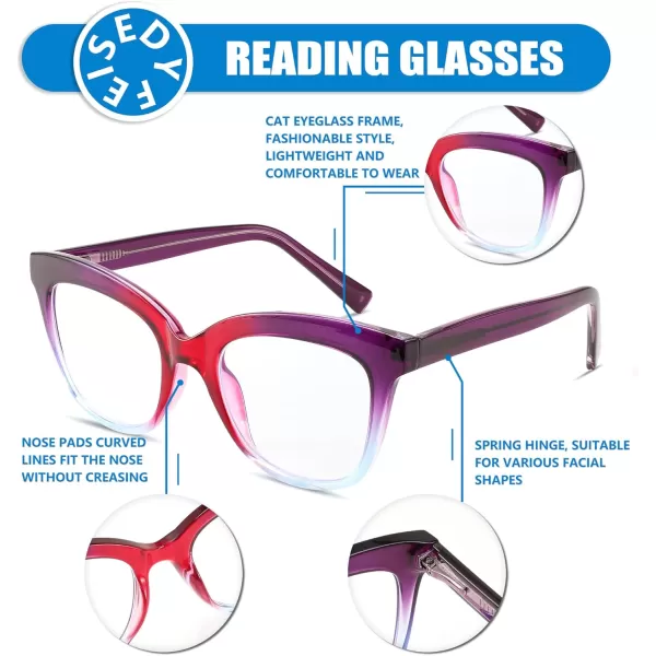 FEISEDY Retro Square Reading Glasses Anti Glare Digital Blue Light Blocking Eyestrain for Women Reader B0058Purple Leopard