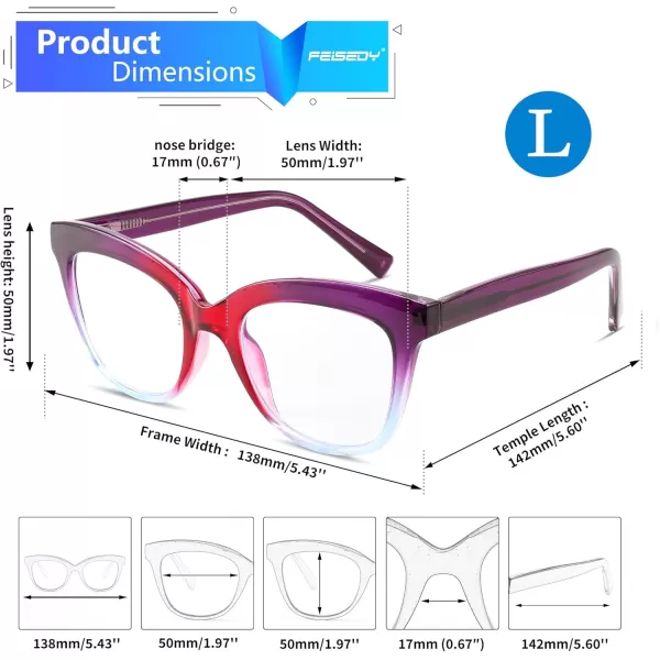FEISEDY Retro Square Reading Glasses Anti Glare Digital Blue Light Blocking Eyestrain for Women Reader B0058Purple Leopard