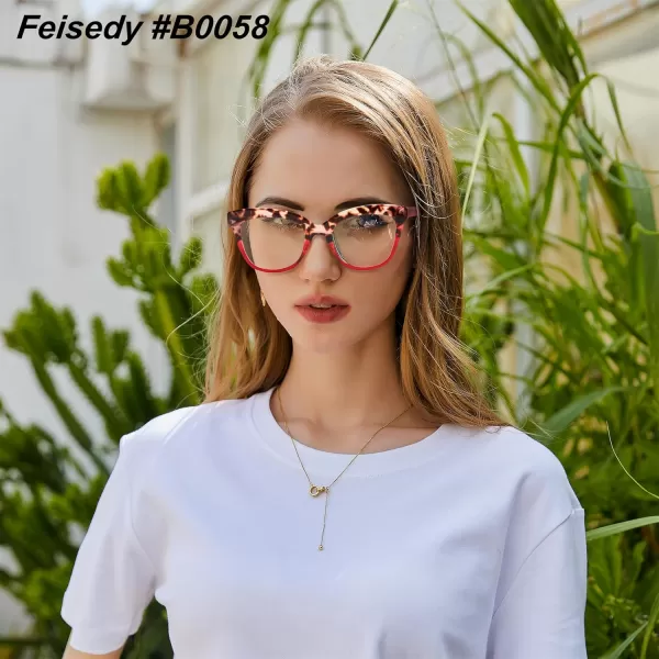 FEISEDY Retro Square Reading Glasses Anti Glare Digital Blue Light Blocking Eyestrain for Women Reader B0058Red Leopard