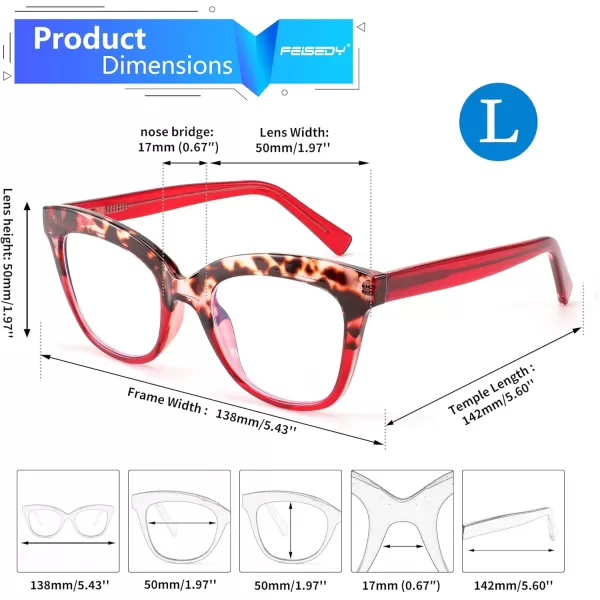 FEISEDY Retro Square Reading Glasses Anti Glare Digital Blue Light Blocking Eyestrain for Women Reader B0058Red Leopard